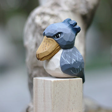 Handmade Carved Wooden Shoebill Bird Figurine